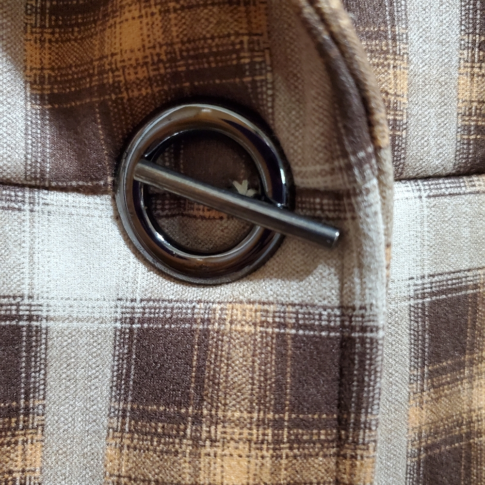 Solitaire Plaid Toggle Closure Polyester Fall Jacket Size M Y2K - Picture 4 of 13